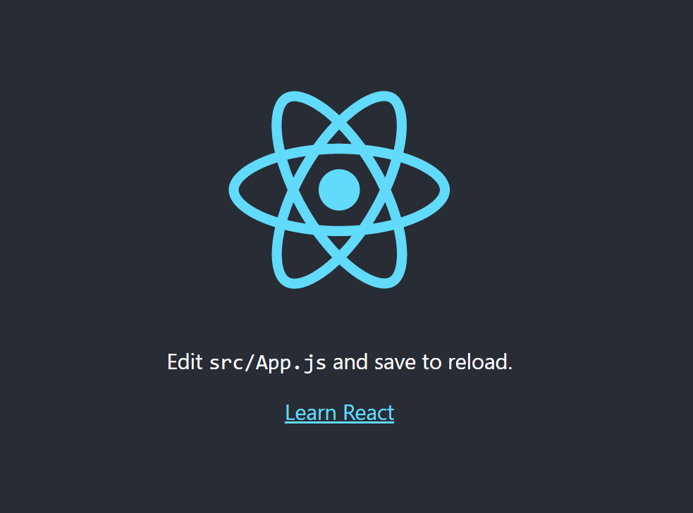 The default Create React App screen